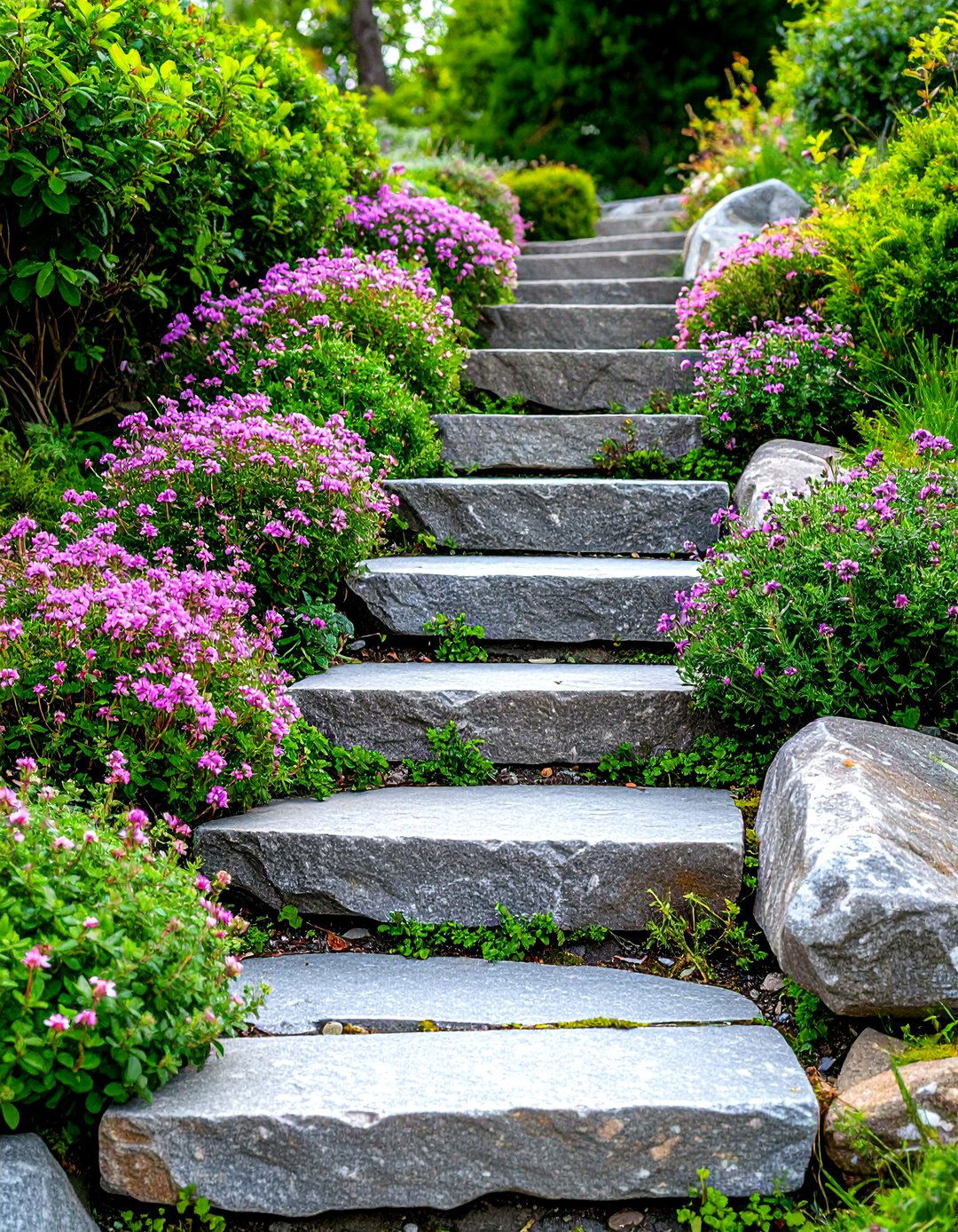 Natural Stone Steps - 20 Tiered Garden Ideas