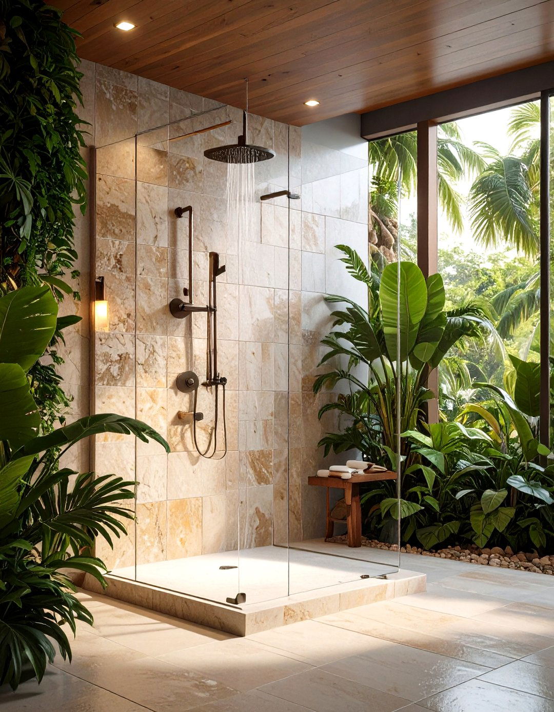 Natural Stone Tile - 20 Shower Surround Ideas