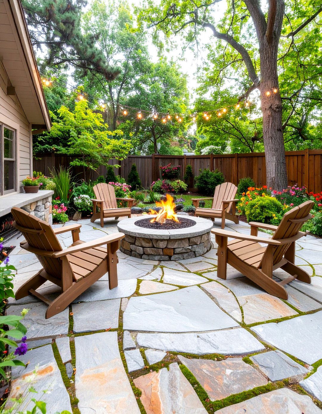 Natural Stone and Flagstone Rustic Patio Oasis - 20 Rustic Patio Ideas