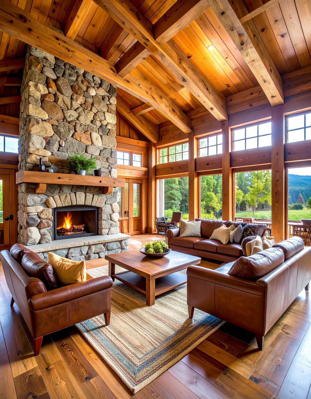 Natural Stone and Wood Lake House Decorating - 20 Lake House Decorating Ideas
