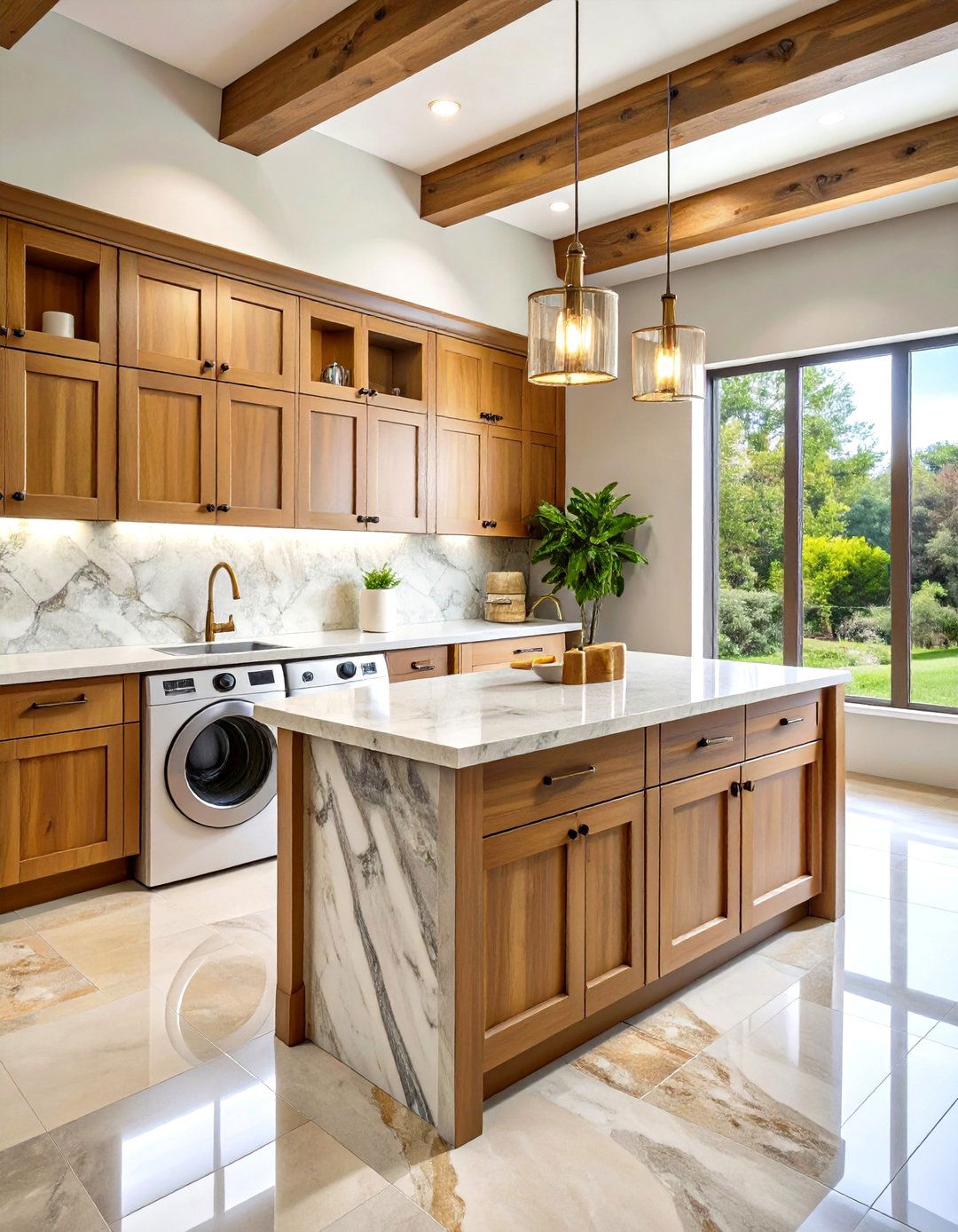 Natural Stone and Wood Laundry Room Luxury - 20 Laundry Room Decor Ideas