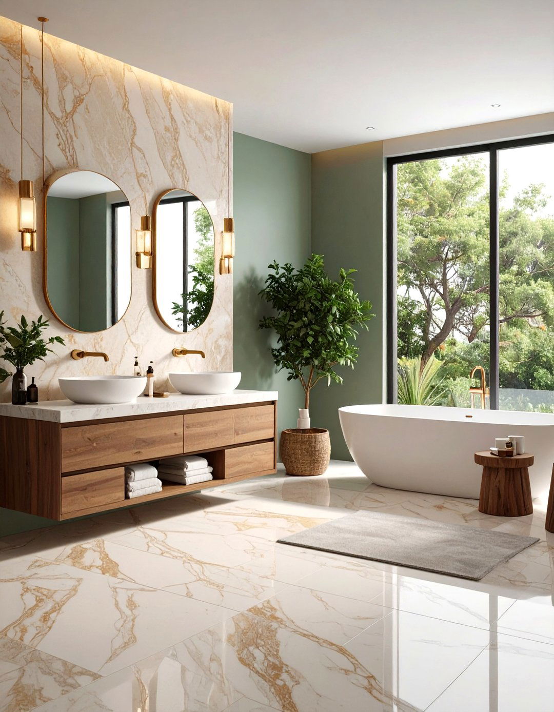 Natural Stone - 20 Small Bathroom Flooring Ideas