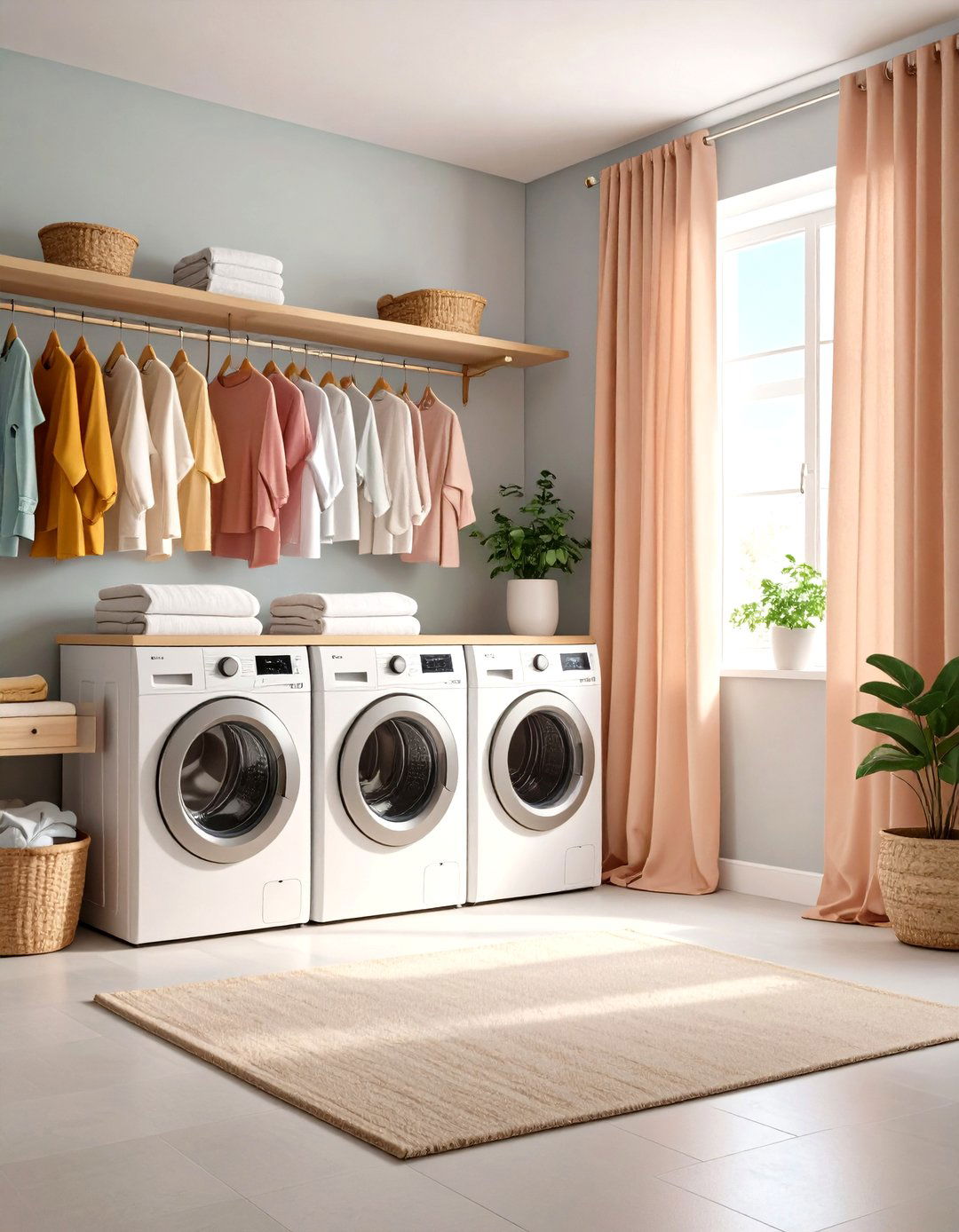 Natural Texture Laundry Room Curtain Concept - 20 Laundry Room Curtain Ideas