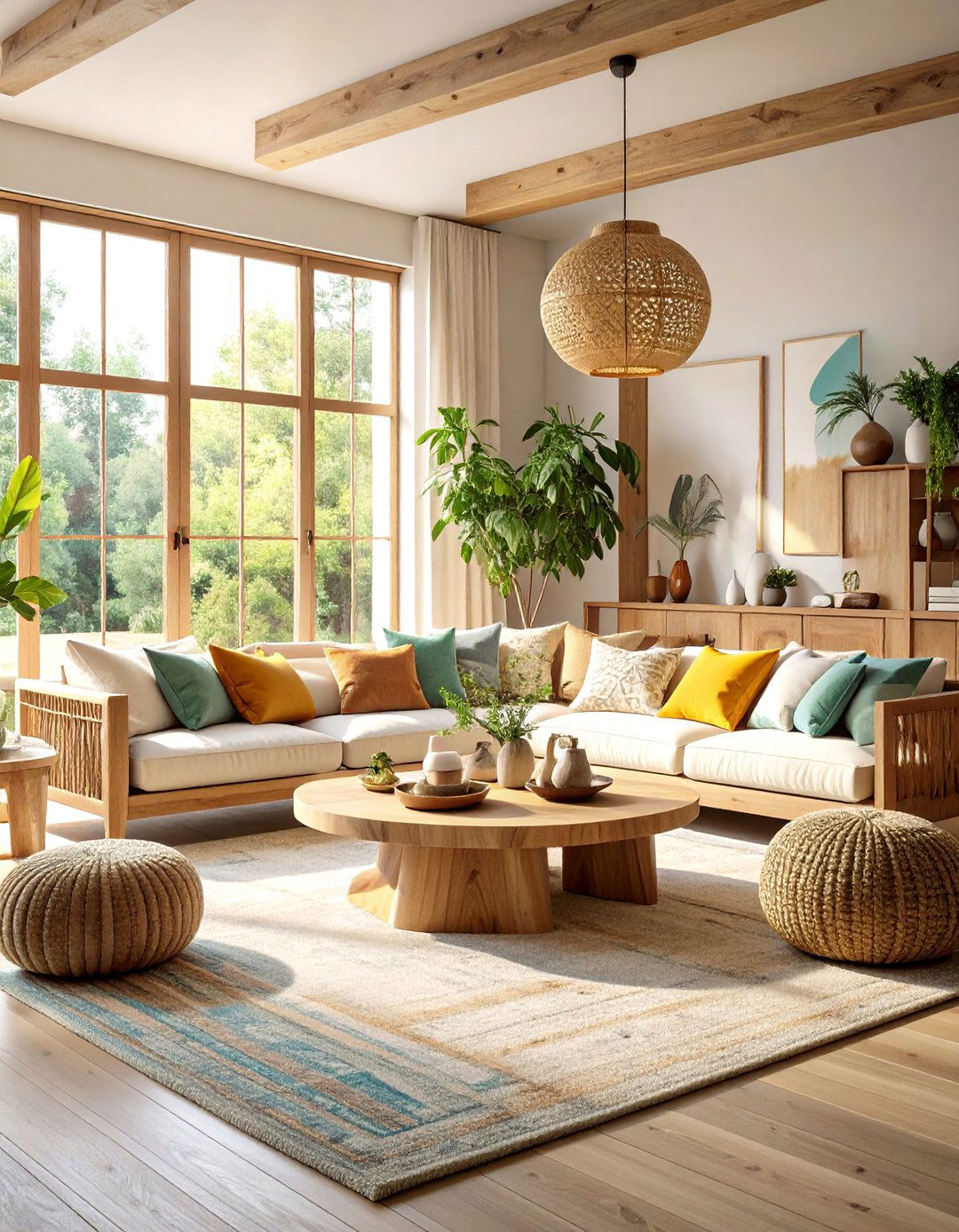 Natural Texture Living Room Design with Organic Materials - 20 Living Room Design Ideas
