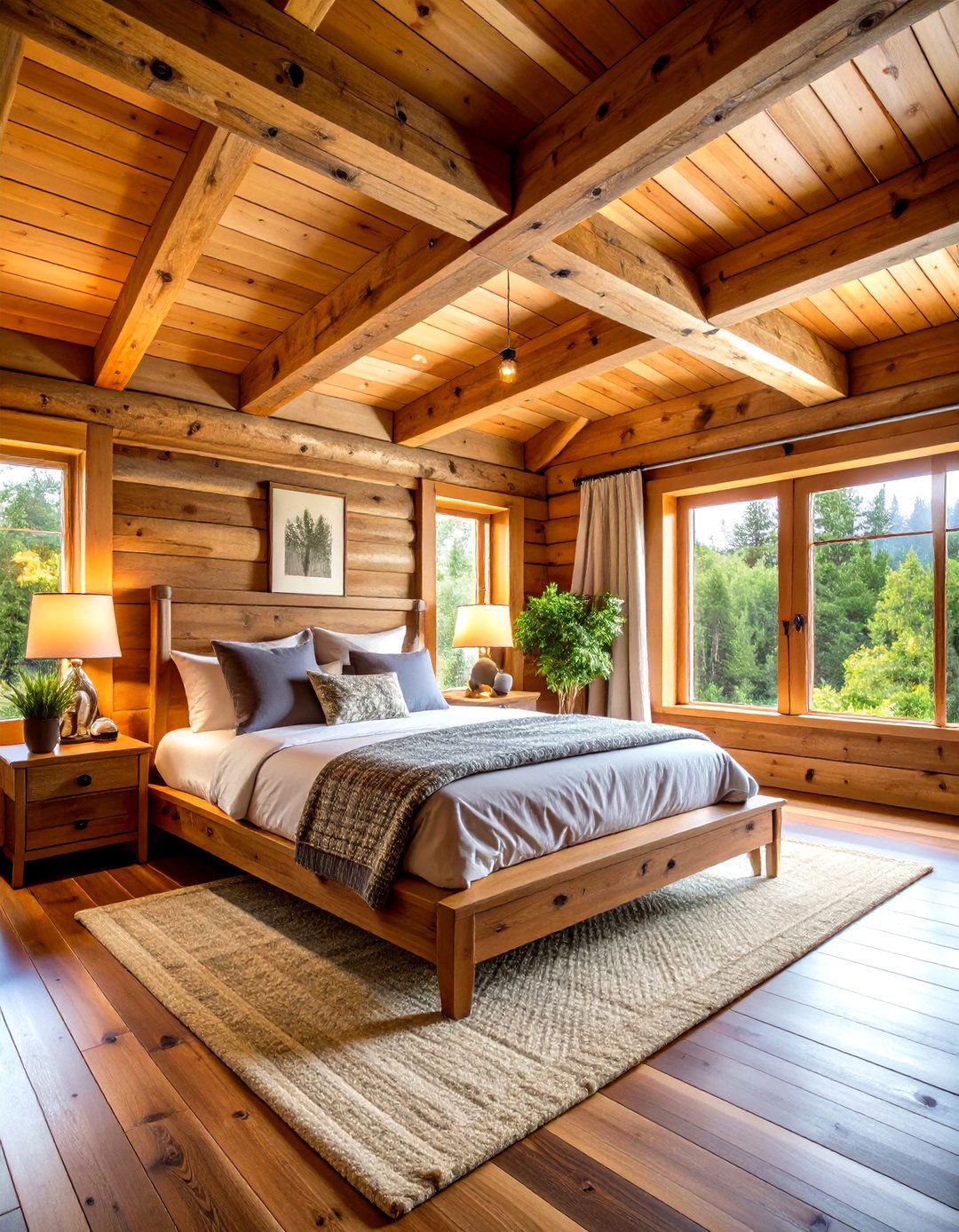 Natural Wood Beam Hunting Bedroom Ceilings - 20 Hunting Bedroom Ideas