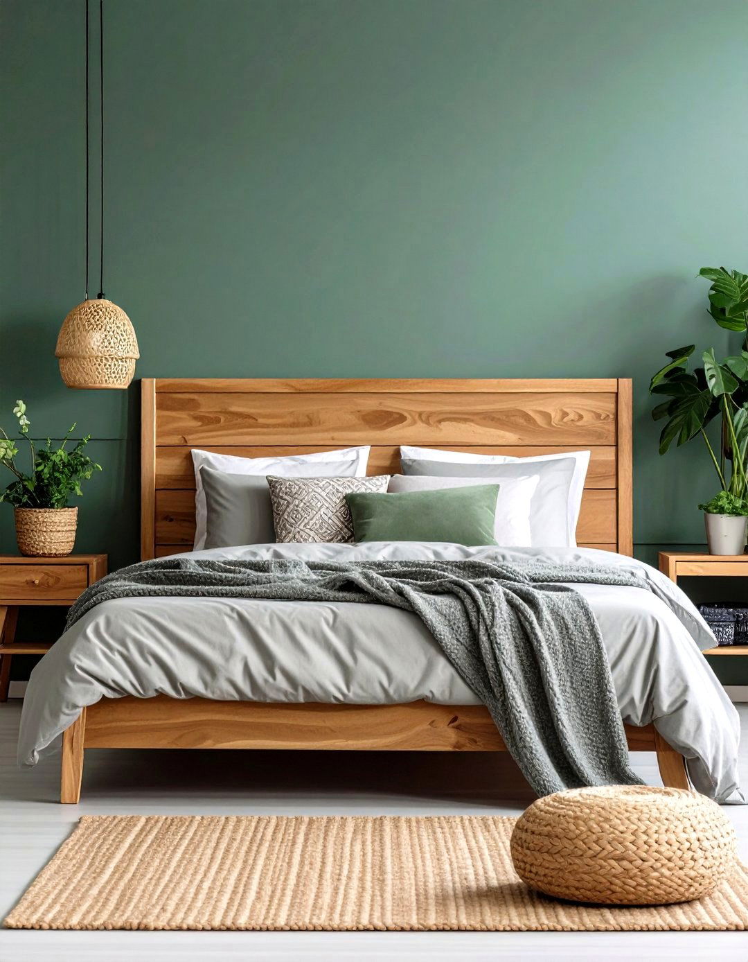 Natural Wood Elements and Sage Grey Palette - 20 Sage Green and Grey Bedroom Ideas