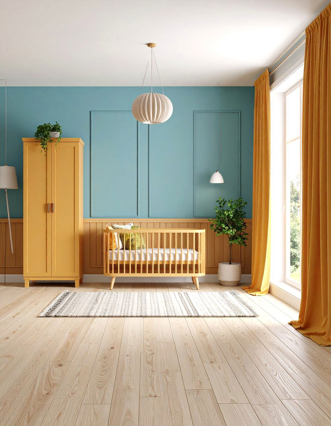 Natural Wood Finish - 20 Wainscoting Nursery Ideas