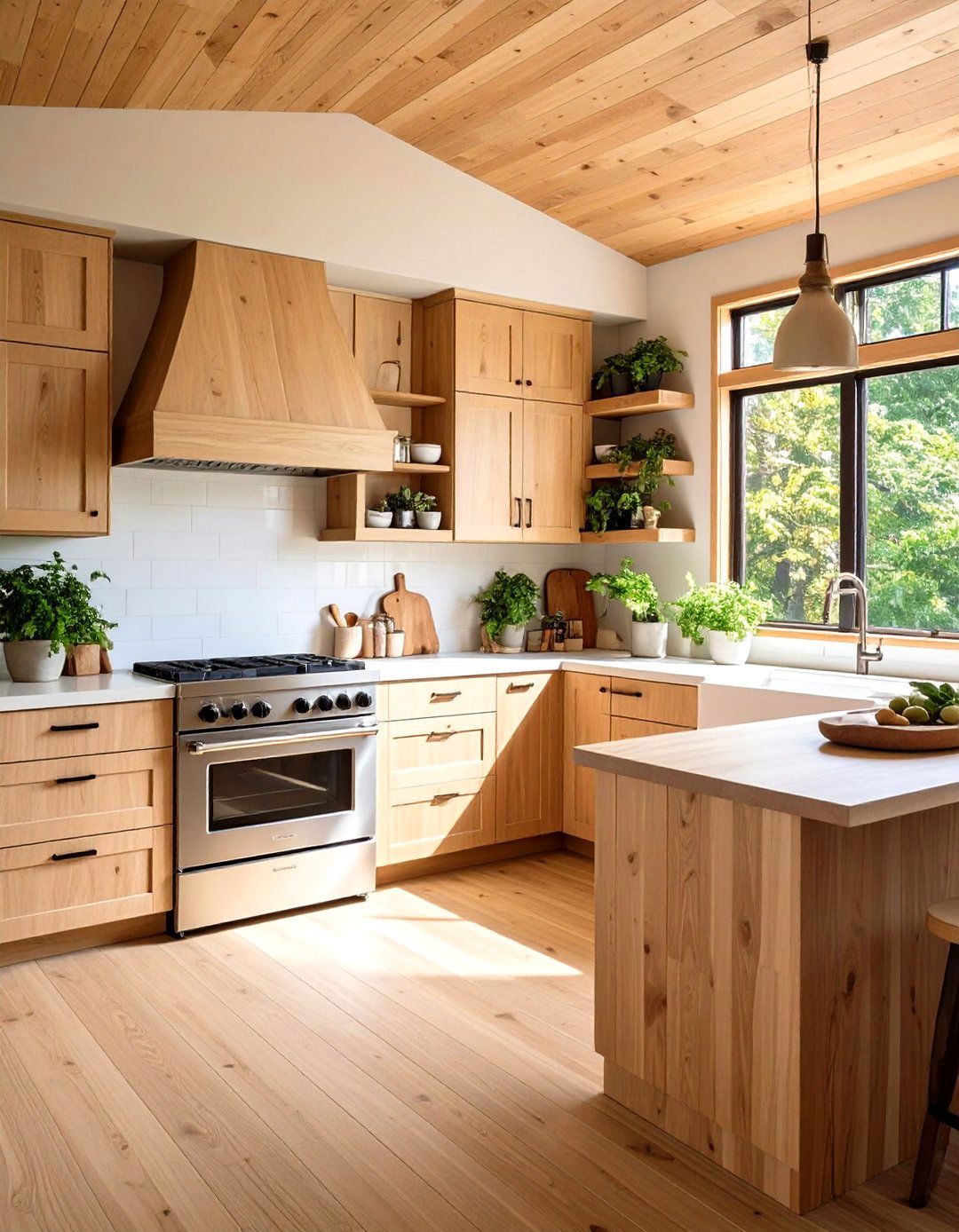 Natural Wood Focused Mobile Home Kitchen Design - 20 Mobile Home Kitchen Ideas