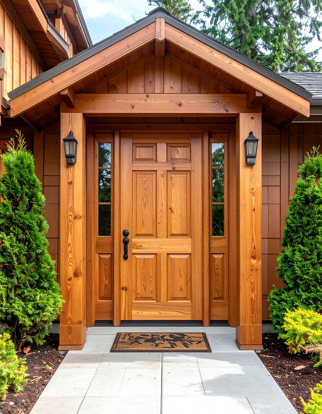 Natural Wood Grain Door Trim - 20 Exterior Door Trim Ideas