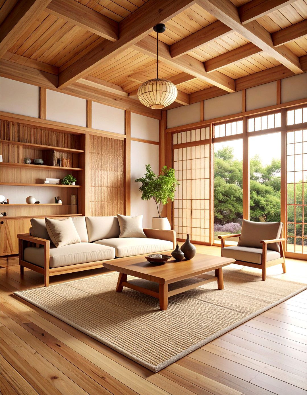 Natural Wood Korean Living Room - 20 Korean Living Room Ideas