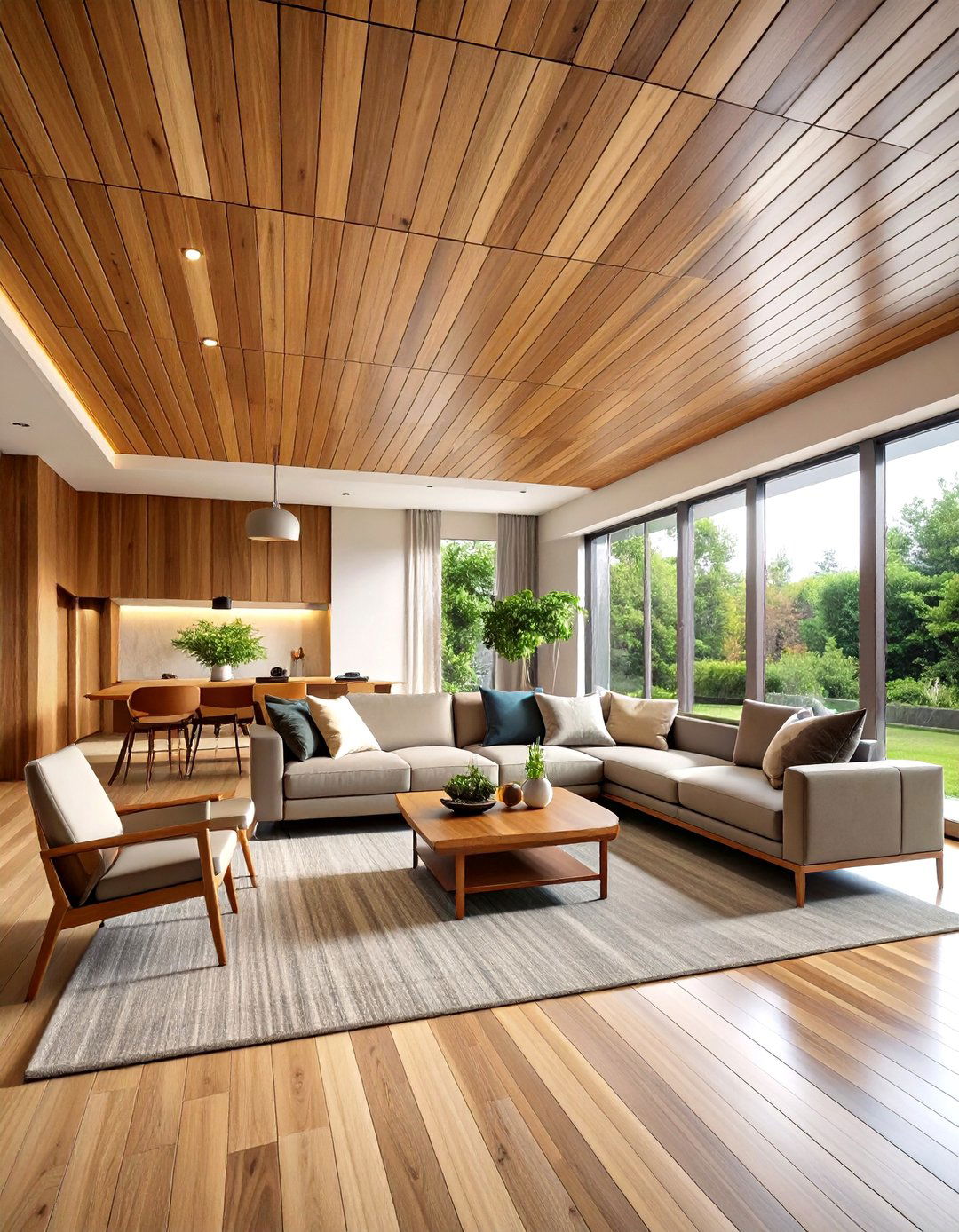 Natural Wood Plank Ceiling Simplicity - 20 Wood Ceiling Ideas
