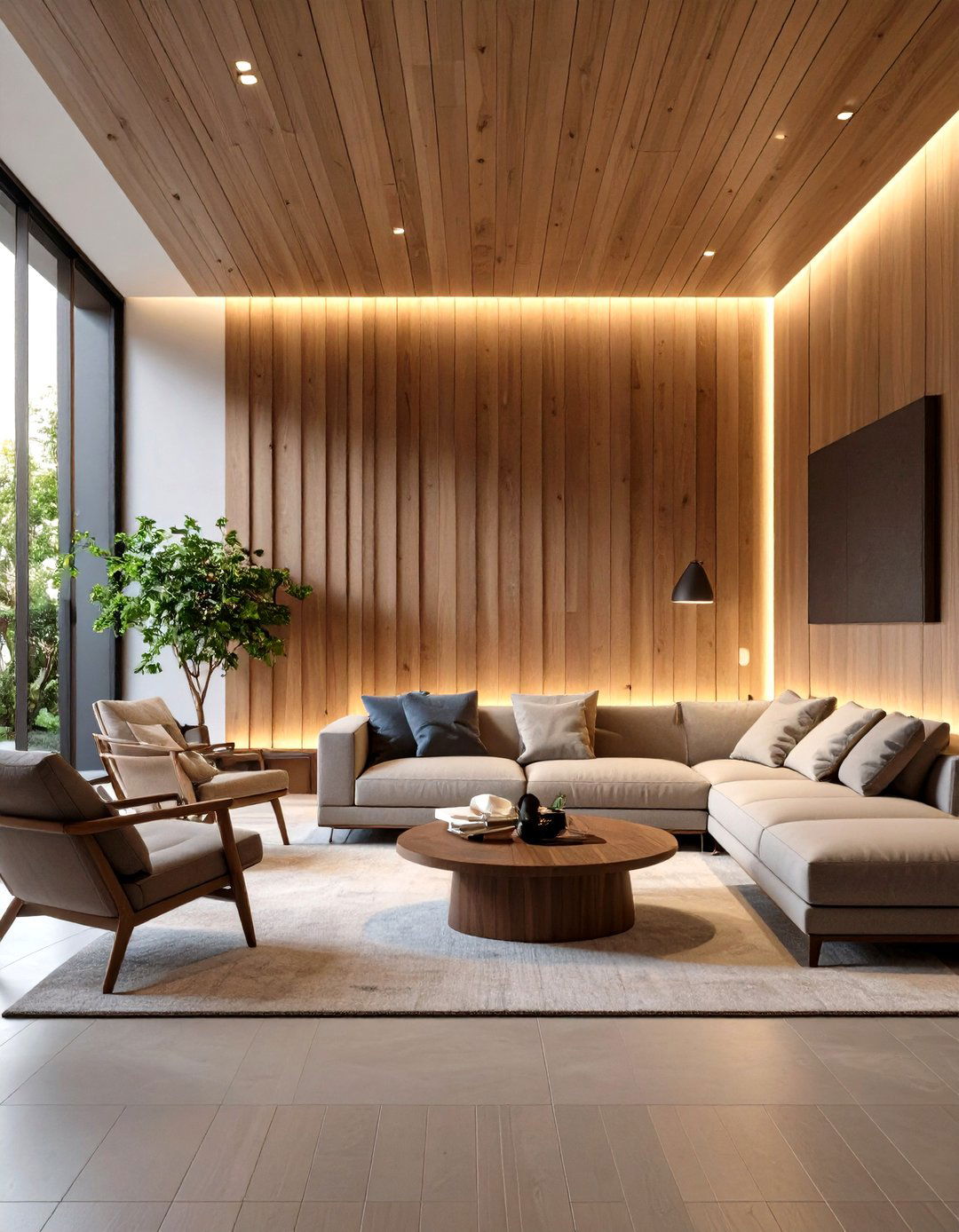 Natural Wood Slat Half Wall Paneling for Acoustic Calm - 20 Half Wall Paneling Ideas