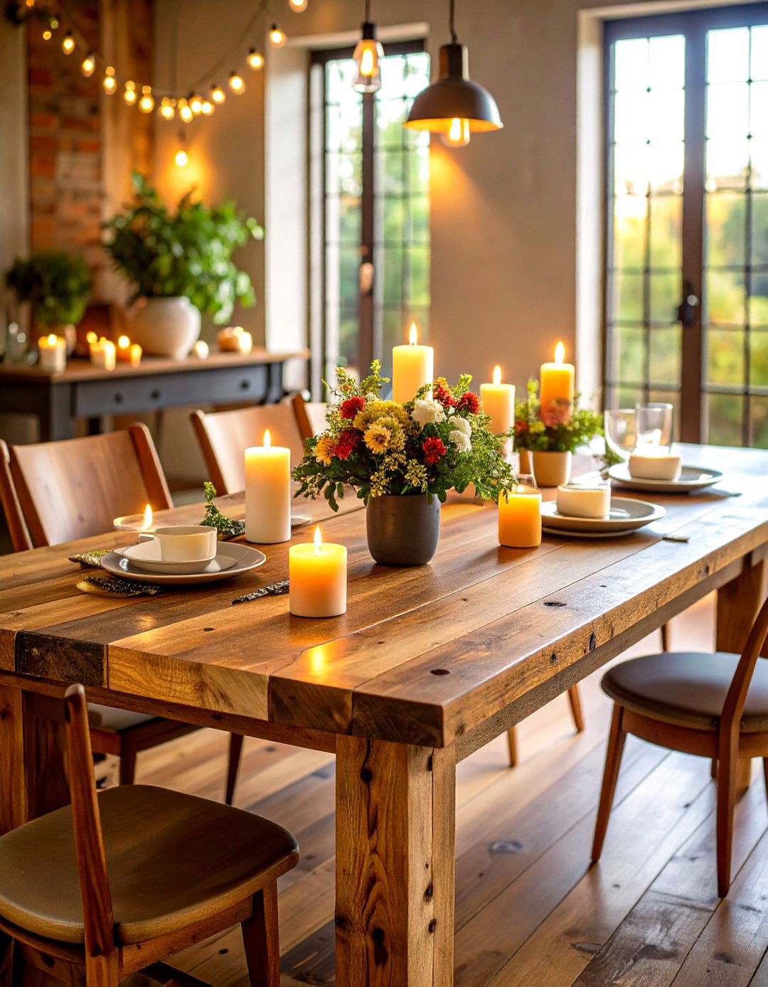 Natural Wood Tabletops - 20 Thanksgiving Decor Ideas