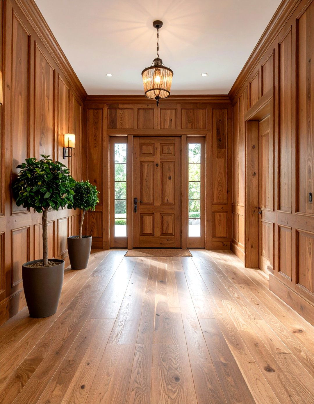 Natural Wood Wainscoting - 20 Wainscoting Entryway Ideas
