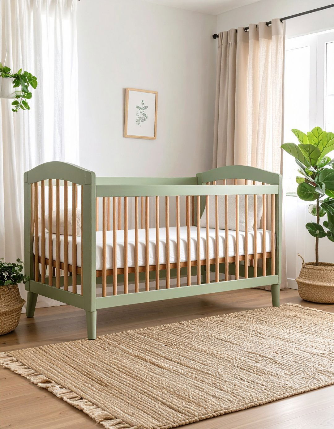 Natural Wood and Sage Furniture - 20 Sage Green Nursery Ideas