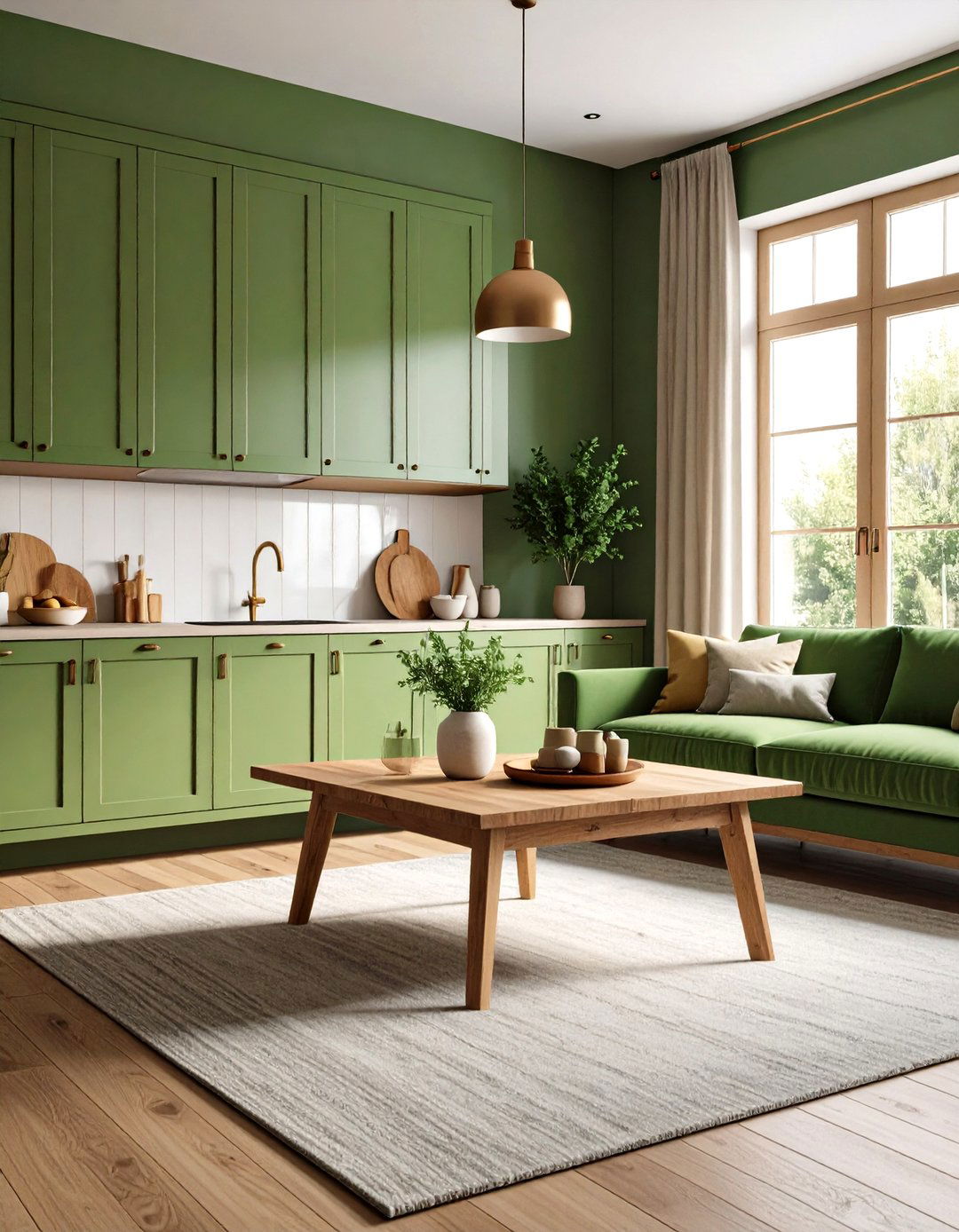 Natural Wood and Sage Green Pairing - 20 Sage Green Living Room Ideas