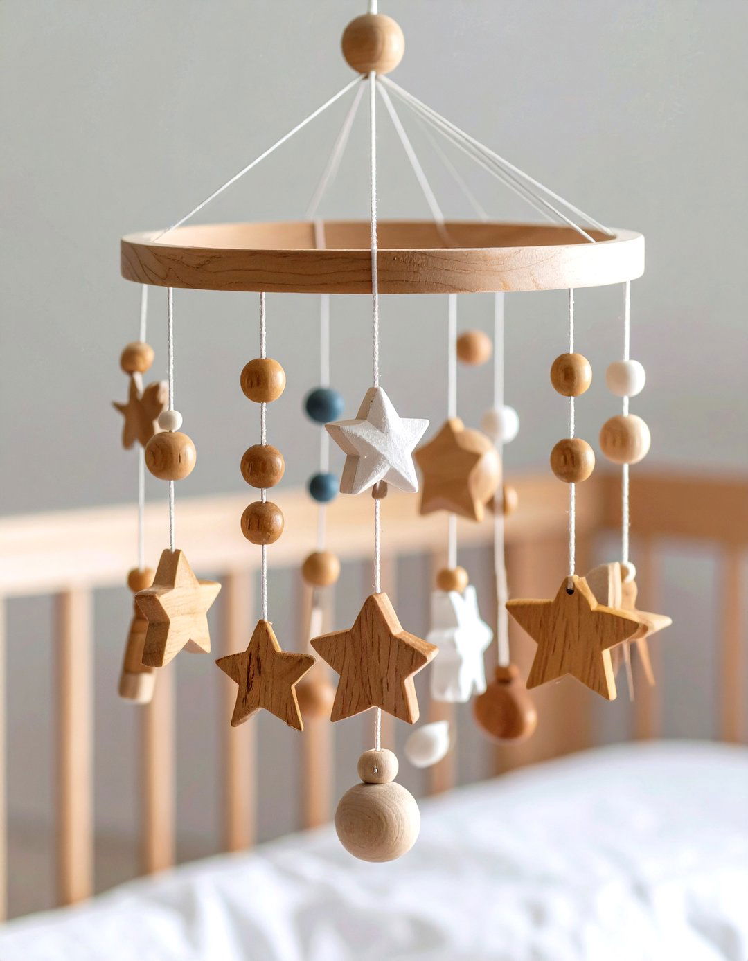 Natural Wooden Mobile - 20 Boho Nursery Ideas