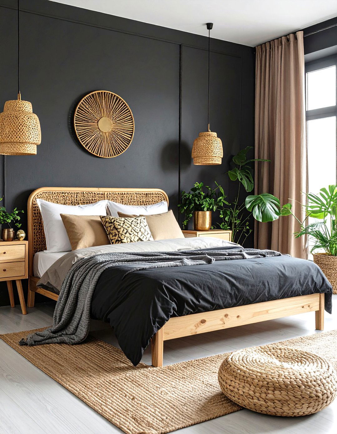 Nature Infused Black and Gold Harmony - 20 Black and Gold Bedroom Ideas