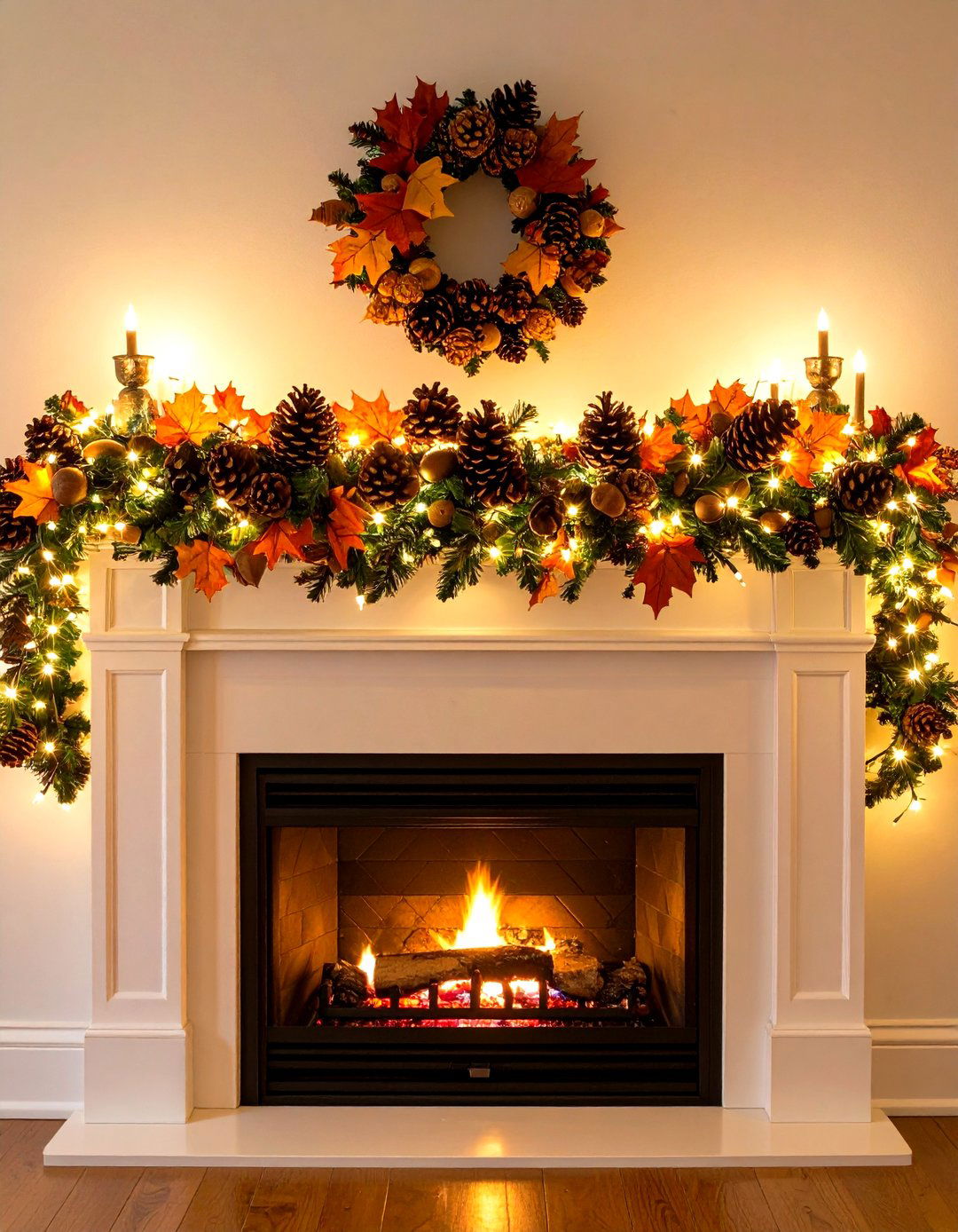 Nature Inspired Garland Along the Mantel - 20 Thanksgiving Decoration Ideas