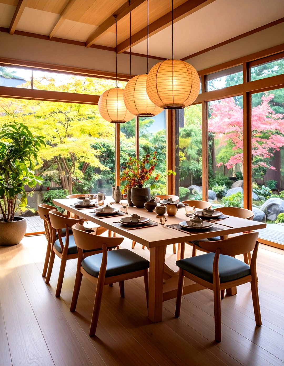 Nature Inspired Japanese Dining Room - 20 Japanese Dining Room Ideas