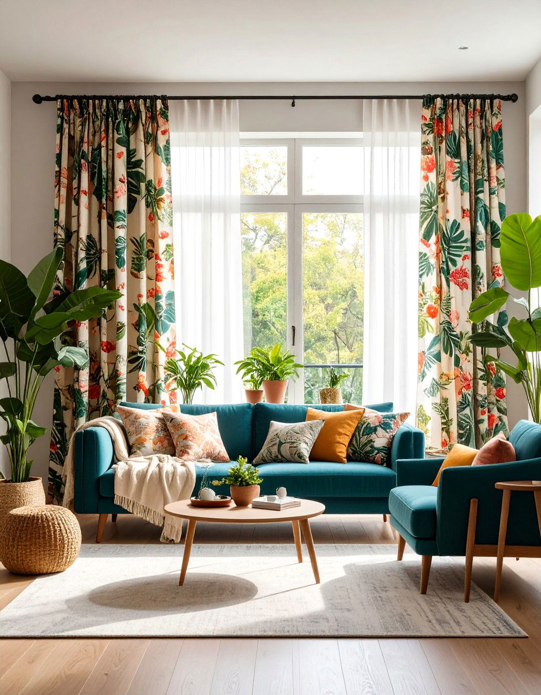 Nature Inspired Living Room Curtain Prints - 20 Living Room Curtain Ideas