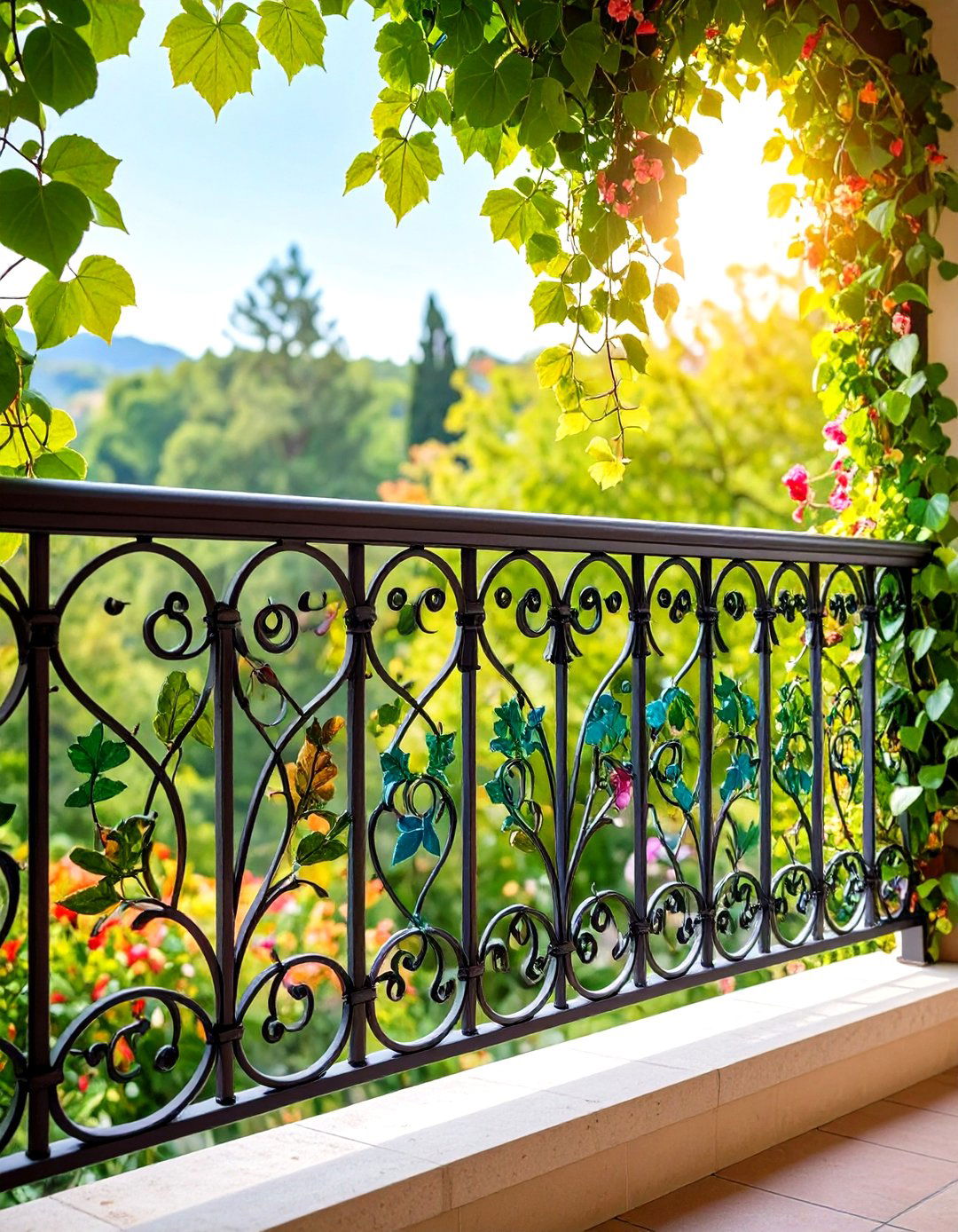 Nature Inspired Wrought Iron Balcony Railing Design - 20 Wrought Iron Balcony Railing Design Ideas