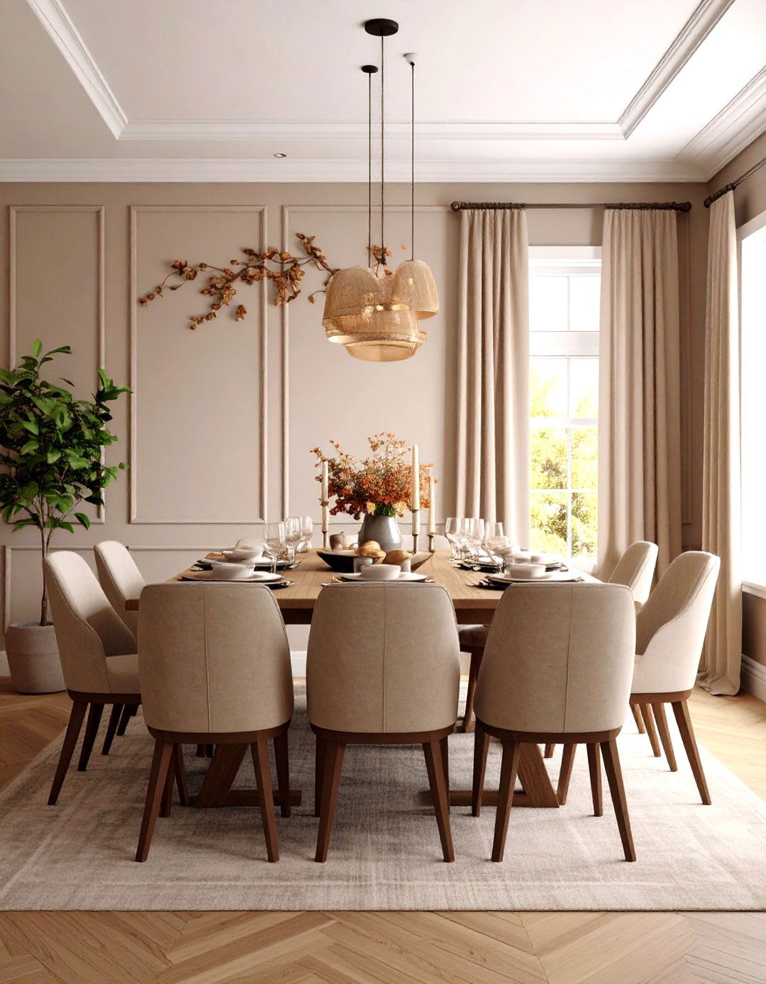 Nature Motif Frieze Adds Personality to the Craftsman Dining Room - 20 Craftsman Dining Room Ideas