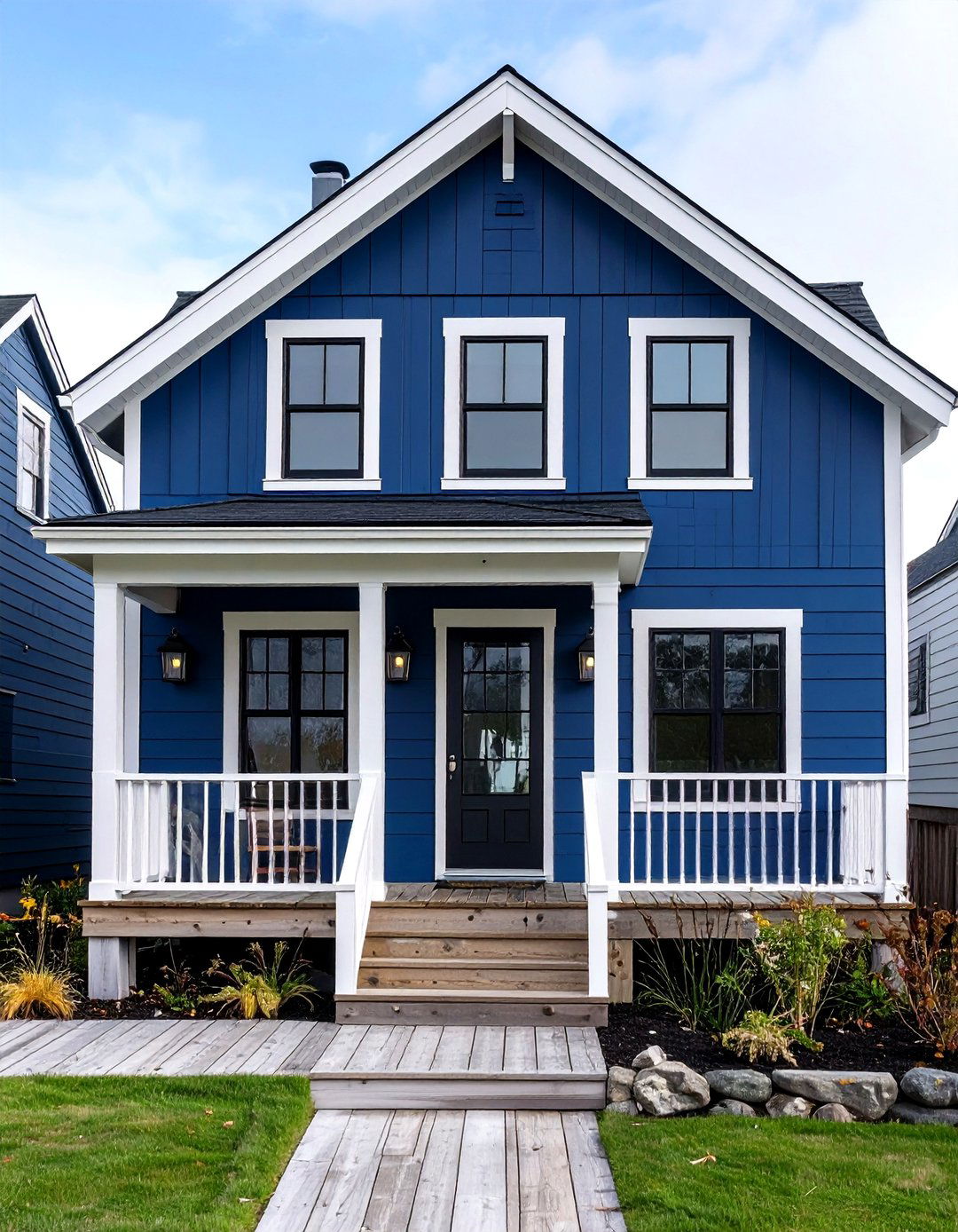 Nautical Blue House Vibes Reimagined - 20 Blue House With Black Trim Ideas