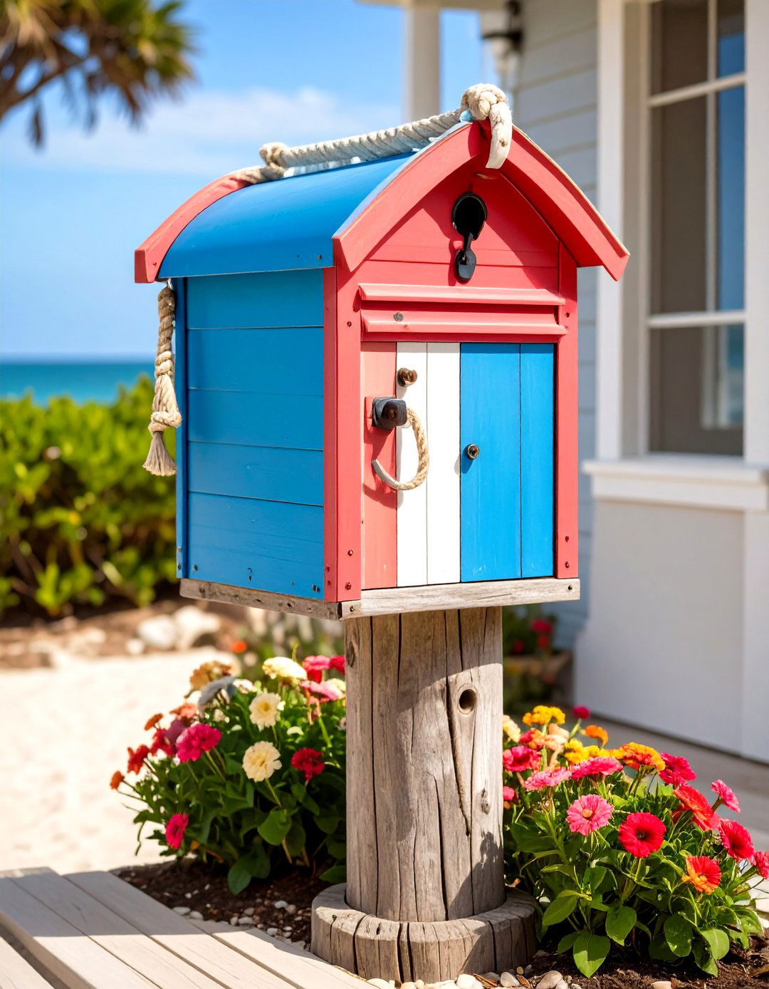 Nautical Coastal Mailbox Post - 20 Mailbox Post Ideas