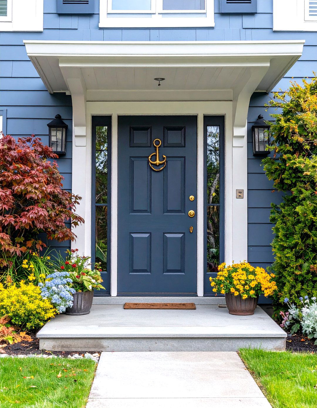 Nautical Knocker Coastal Twist - 20 Dark Gray Front Door Ideas