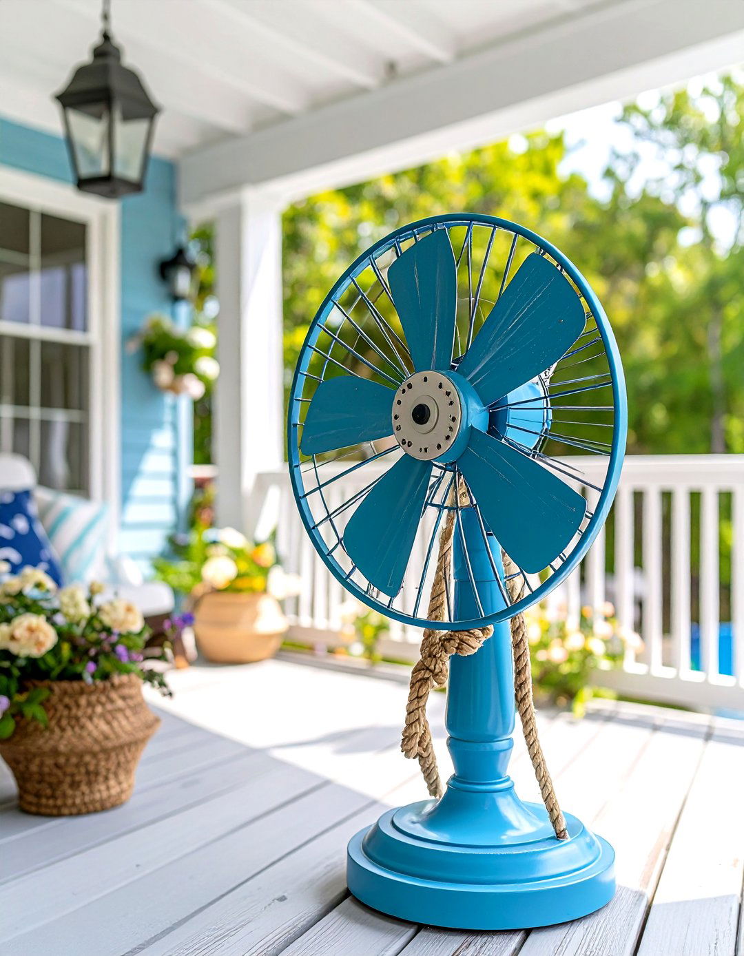 Nautical Rope Detail Patio Fan with Weathered Finish - 20 Patio Fan Ideas