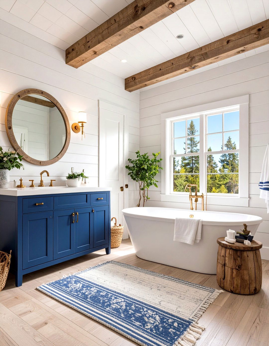 Nautical Theme Log Cabin Bathroom - 20 Log Cabin Bathroom Ideas