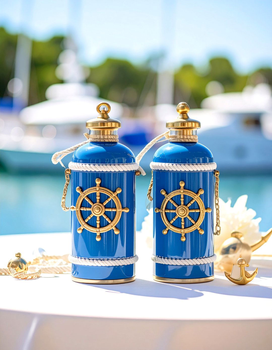 Nautical Wedding Koozie with Anchor Elements - 20 Wedding Koozie Ideas