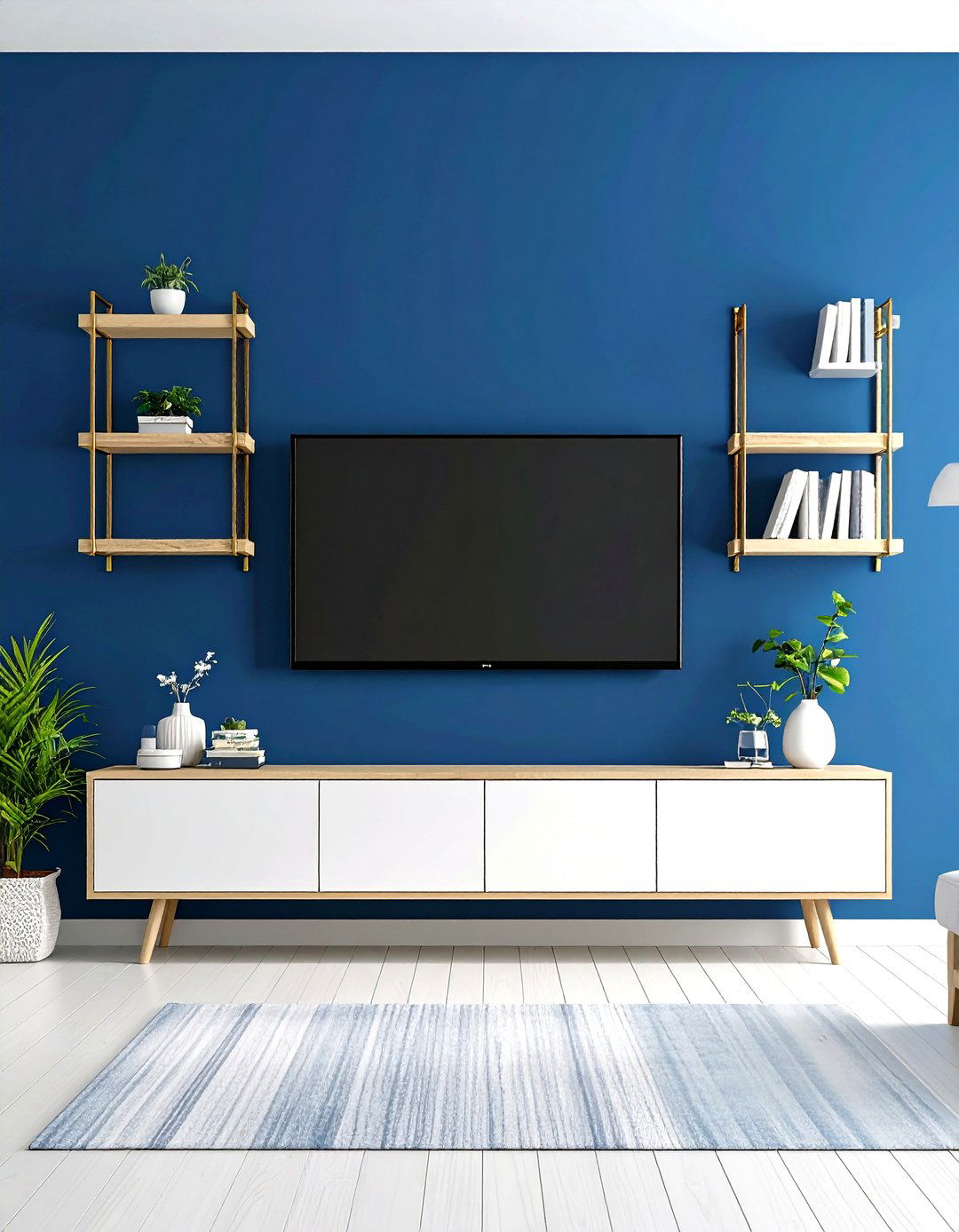Navy Blue Accent Wall - 20 Tv Accent Wall Ideas