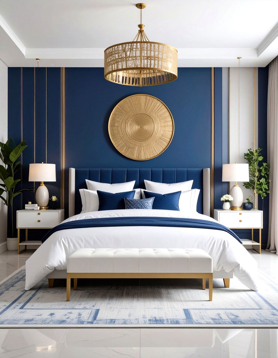 Navy Blue Bedroom Accent Wall Design - 20 Blue Bedroom Ideas