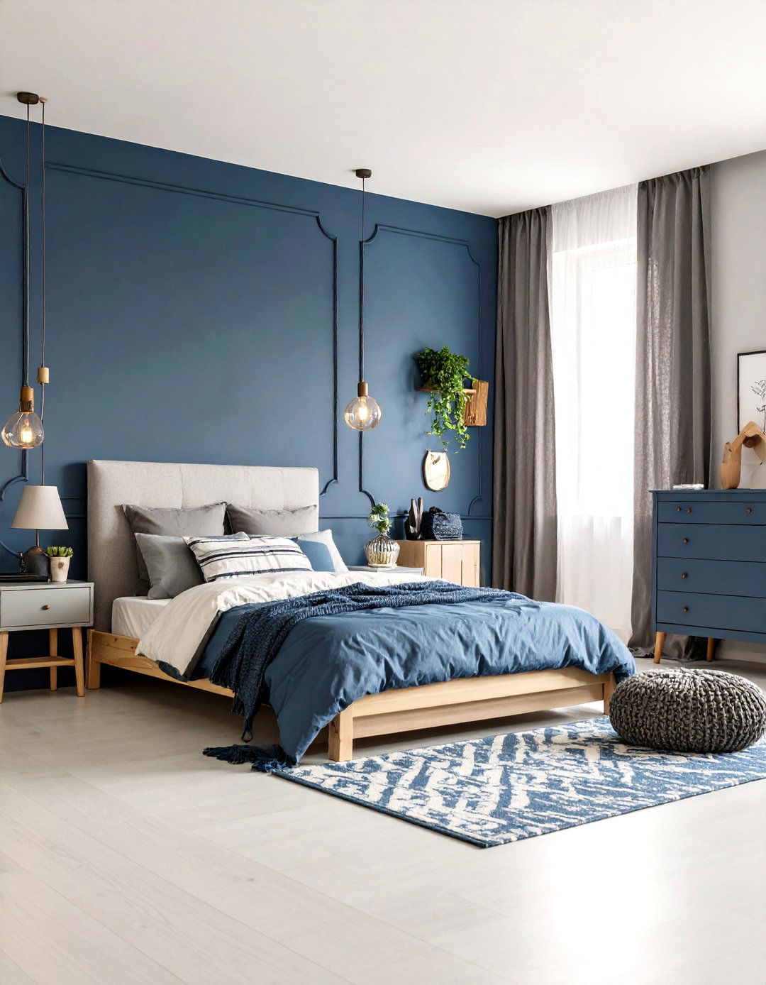 Navy Blue Boys Room Paint with Gray Accents - 20 Boys Room Paint Ideas