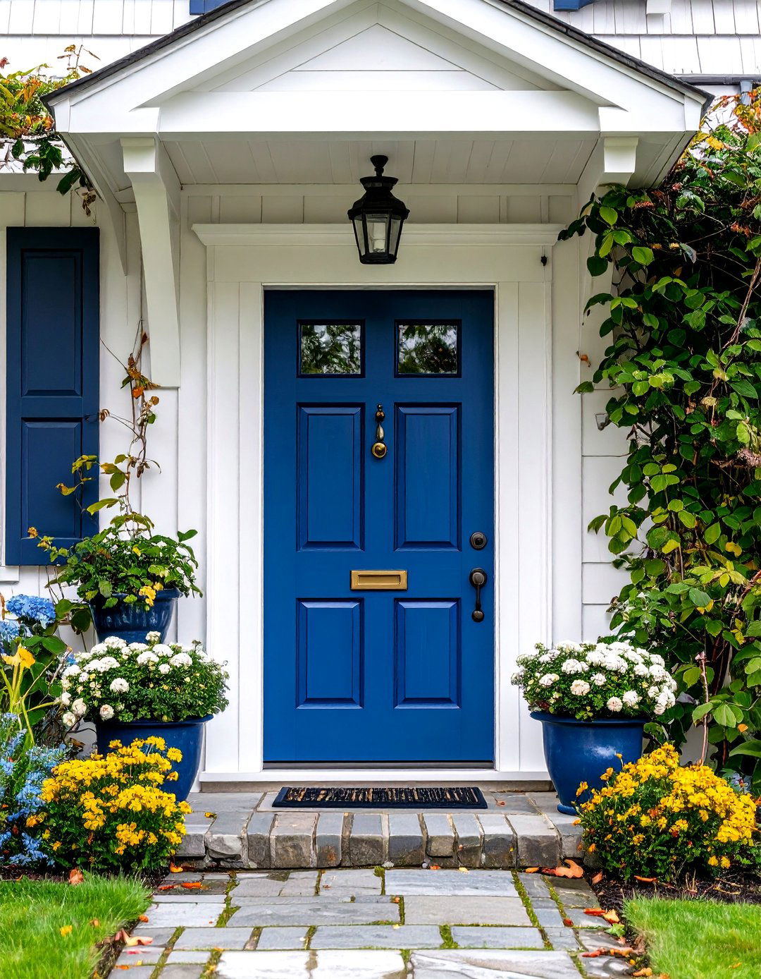Navy Blue Farmhouse Front Door Classic - 20 Farmhouse Front Door Ideas