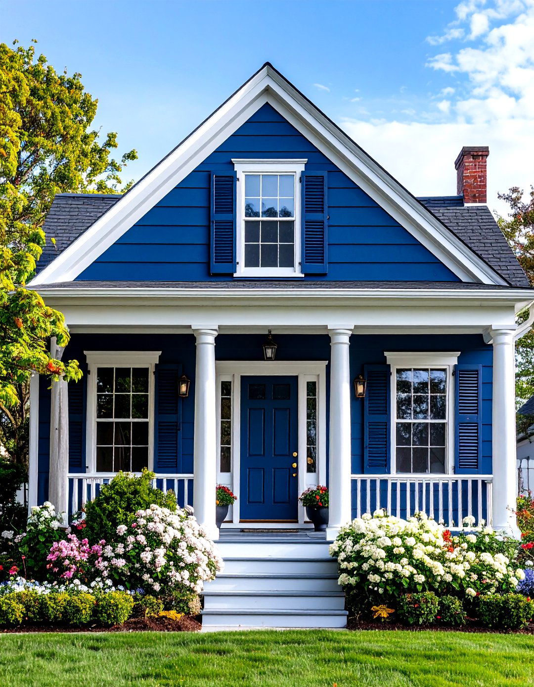 Navy Blue Midnight Blue Siding Traditional Colonial Style - 20 Midnight Blue & Dark Blue House Siding Colors