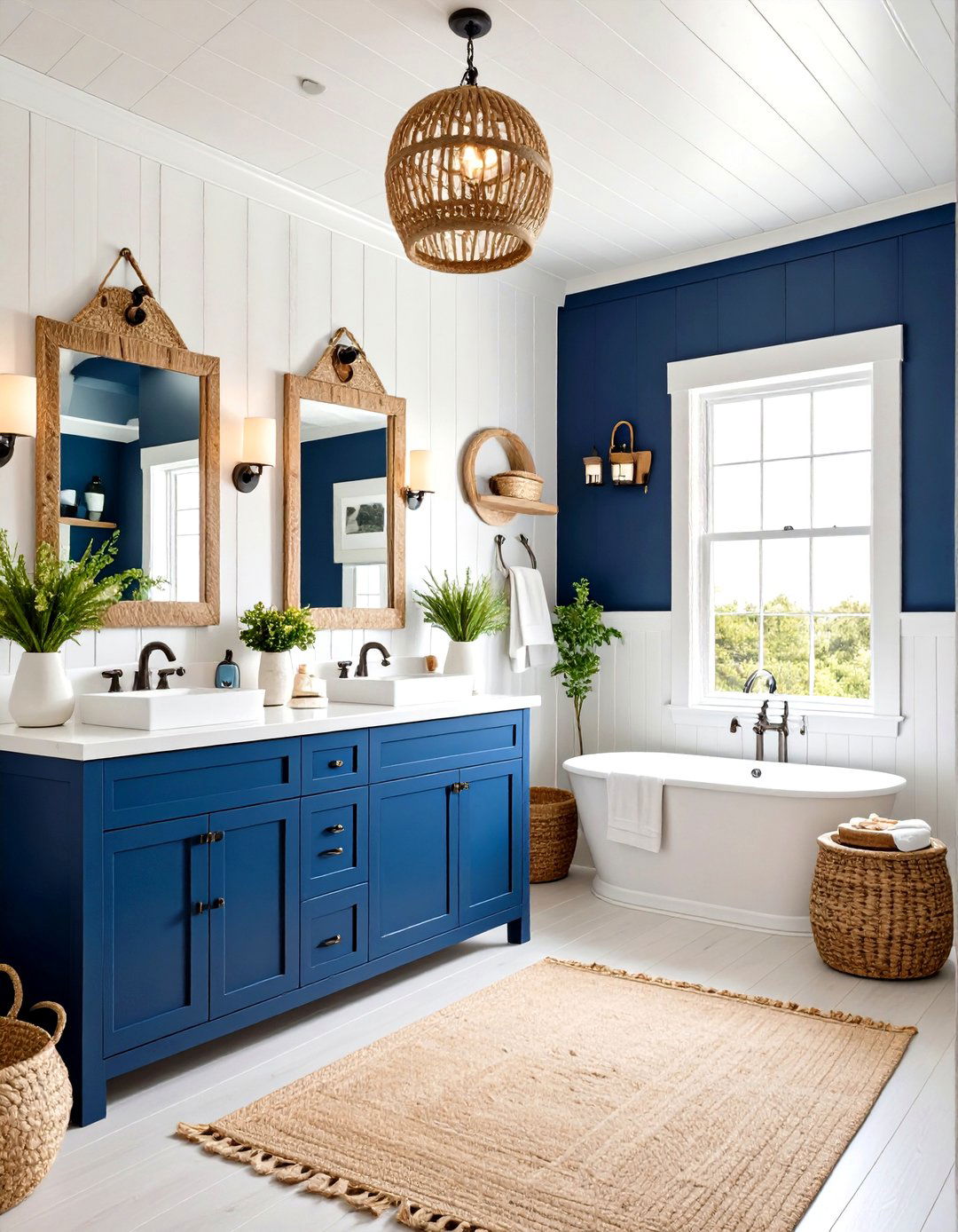 Navy Blue Powder Room In Coastal Style - 20 navy blue powder room ideas