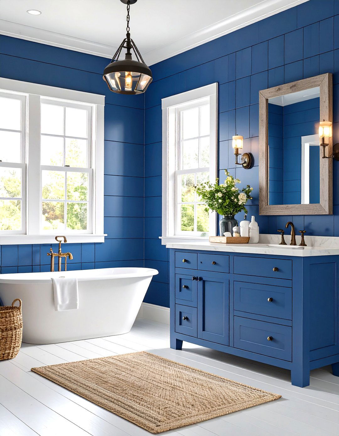 Navy Blue Powder Room With Shiplap Walls - 20 navy blue powder room ideas