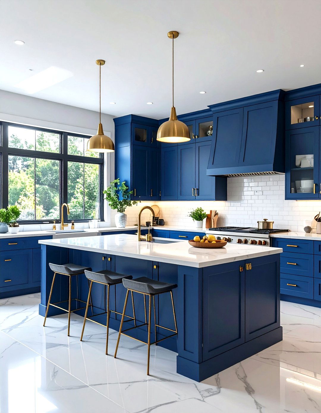 Navy Blue Shaker Cabinets with Brushed Gold Hardware - 20 blue kitchen cabinets with gold hardware