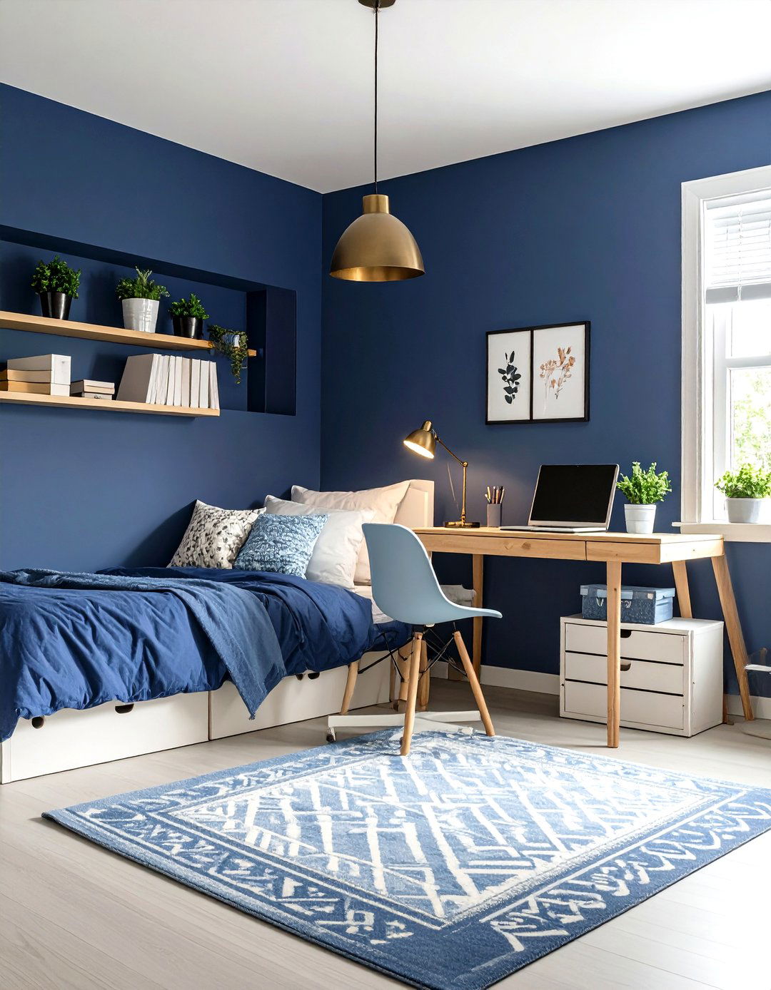 Navy Blue Study Zone Bedroom for Teens - 20 Girls Blue Bedroom Ideas