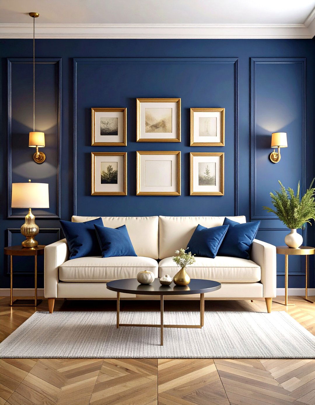 Navy Blue and Gold Accent Wall Living Room Ideas - 20 Blue and Gold Living Room Ideas