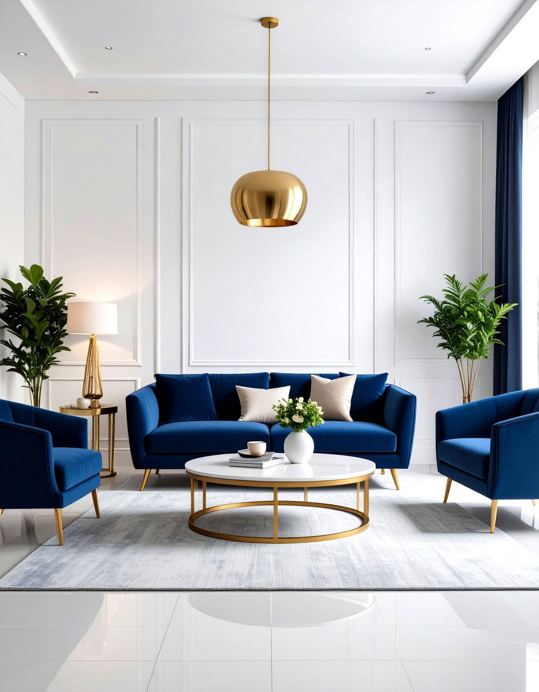 Navy Blue and Gold Minimalist Living Room Ideas - 20 Blue and Gold Living Room Ideas