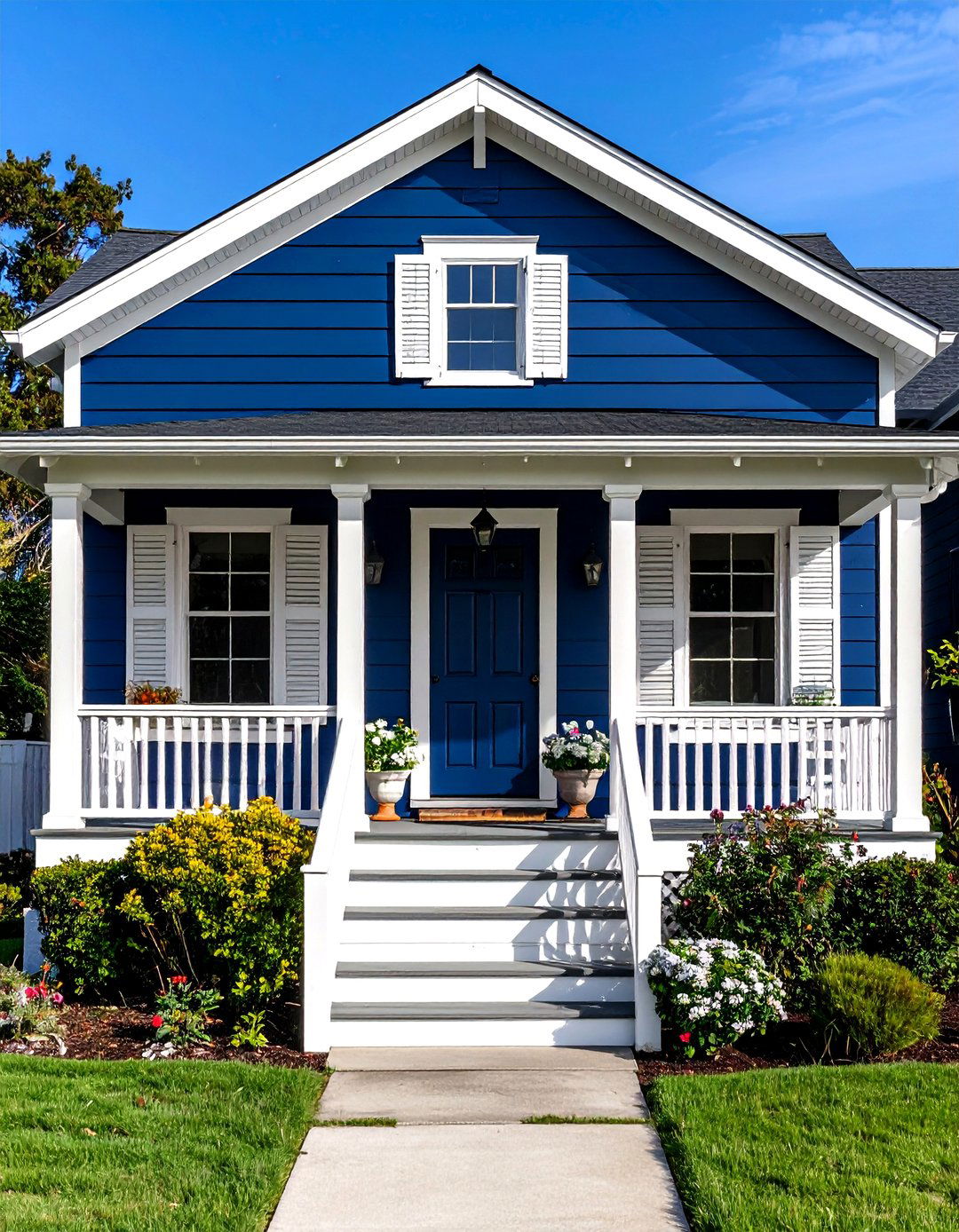 Navy Blue and White Coastal Small Home Color Scheme - 20 Exterior Color Palettes for Small Homes