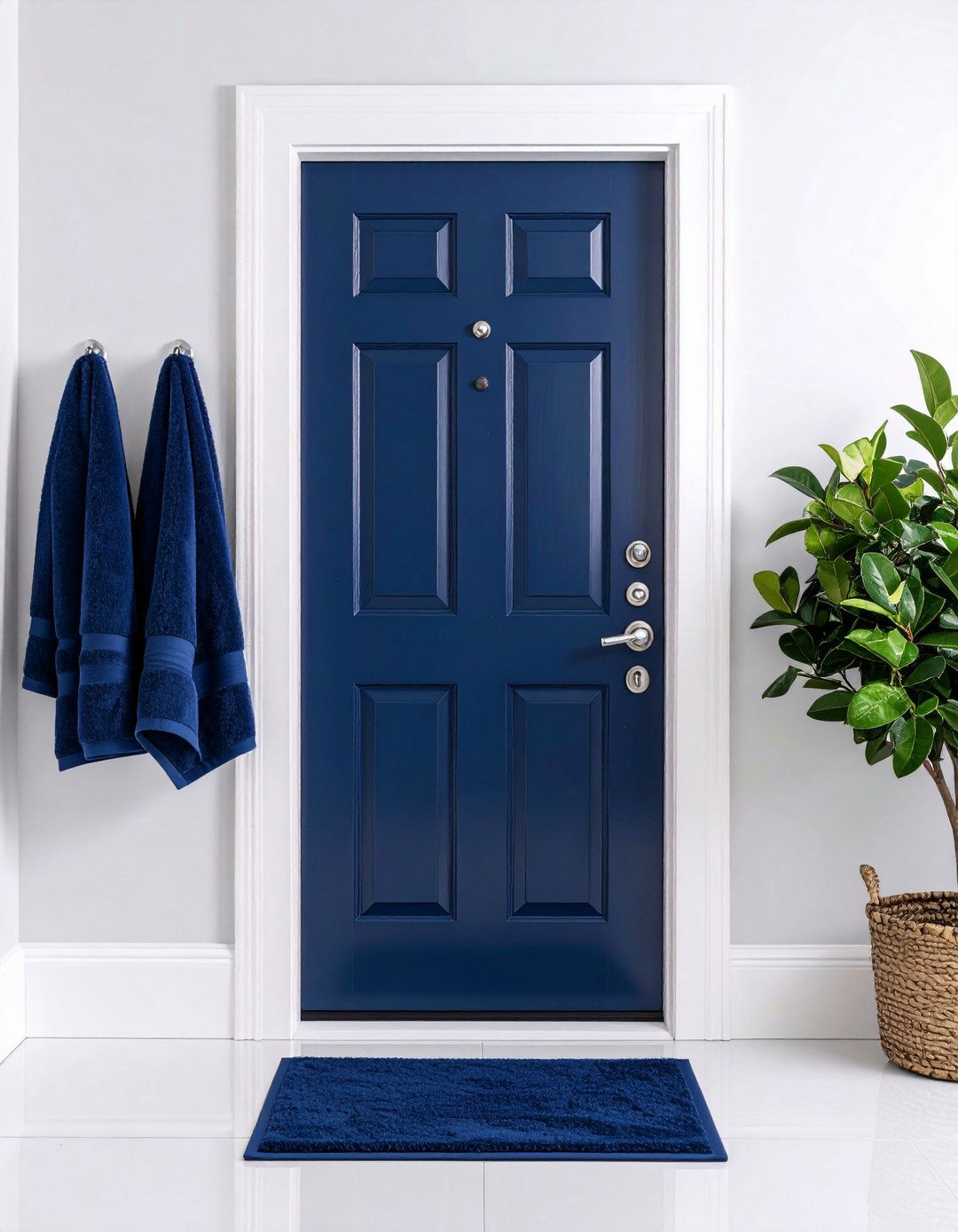 Navy Door Pop - 20 Blue and White Bathroom Ideas
