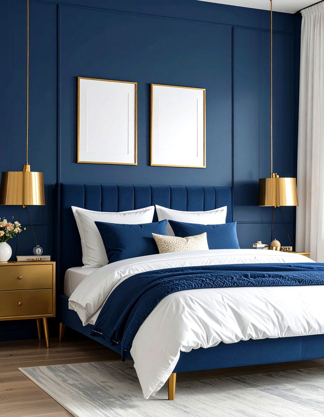 Navy and Gold Palette for a Gold Bedroom - 20 Gold Bedroom Ideas