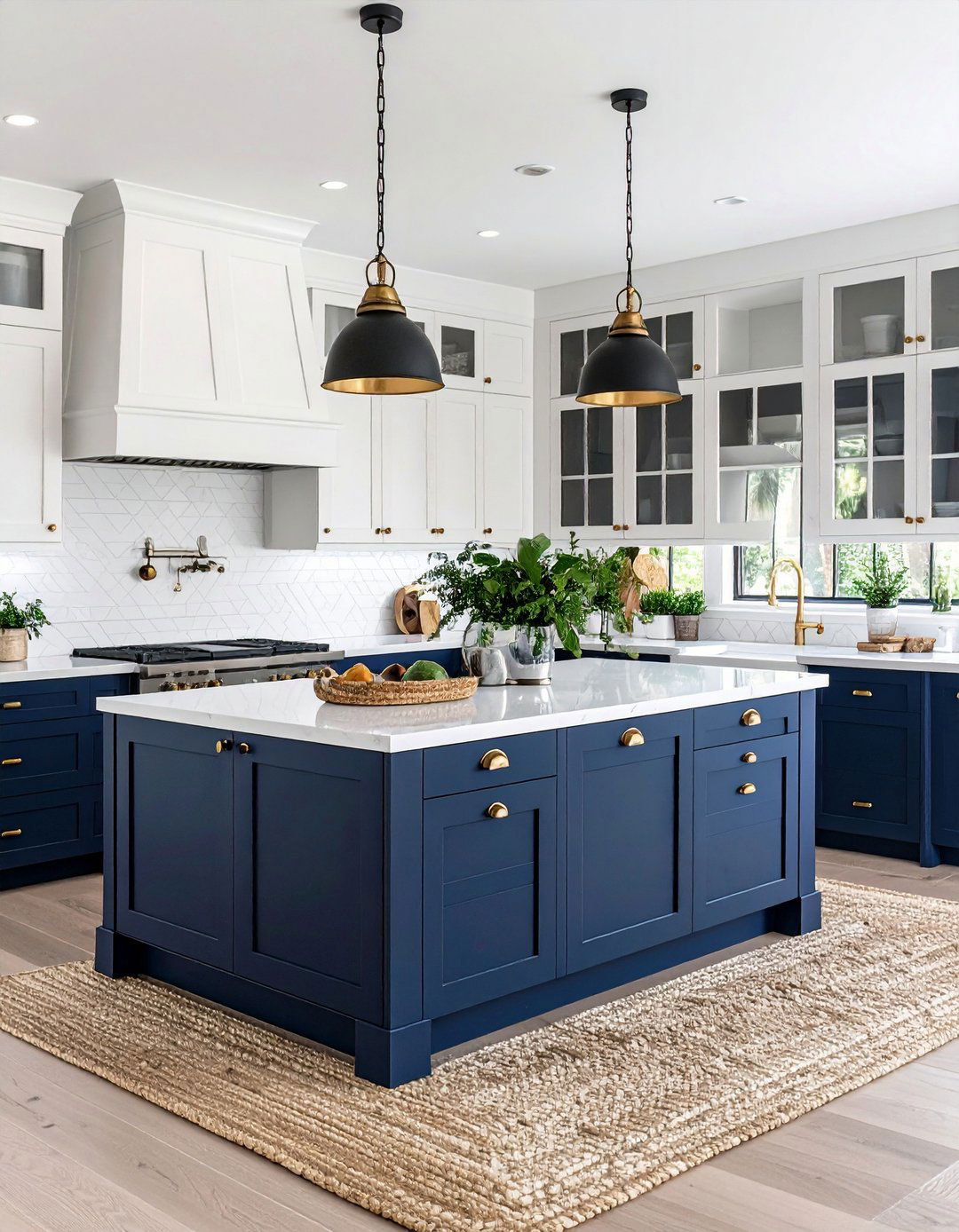 Navy and White Coastal Kitchen - 20 Blue and White Kitchen Ideas