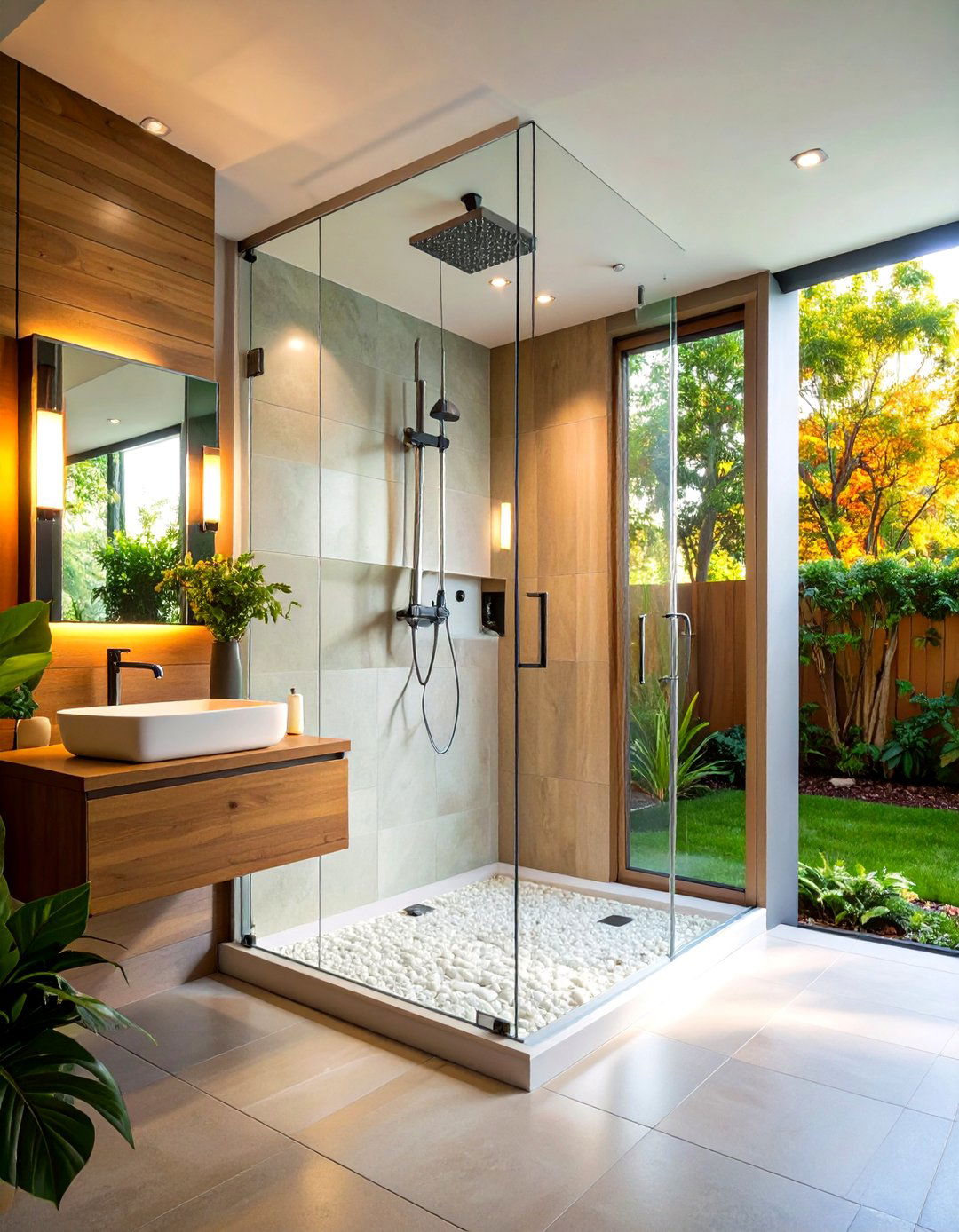 Neo Angle Corner Shower with Frameless Glass - 20 Corner Shower Ideas
