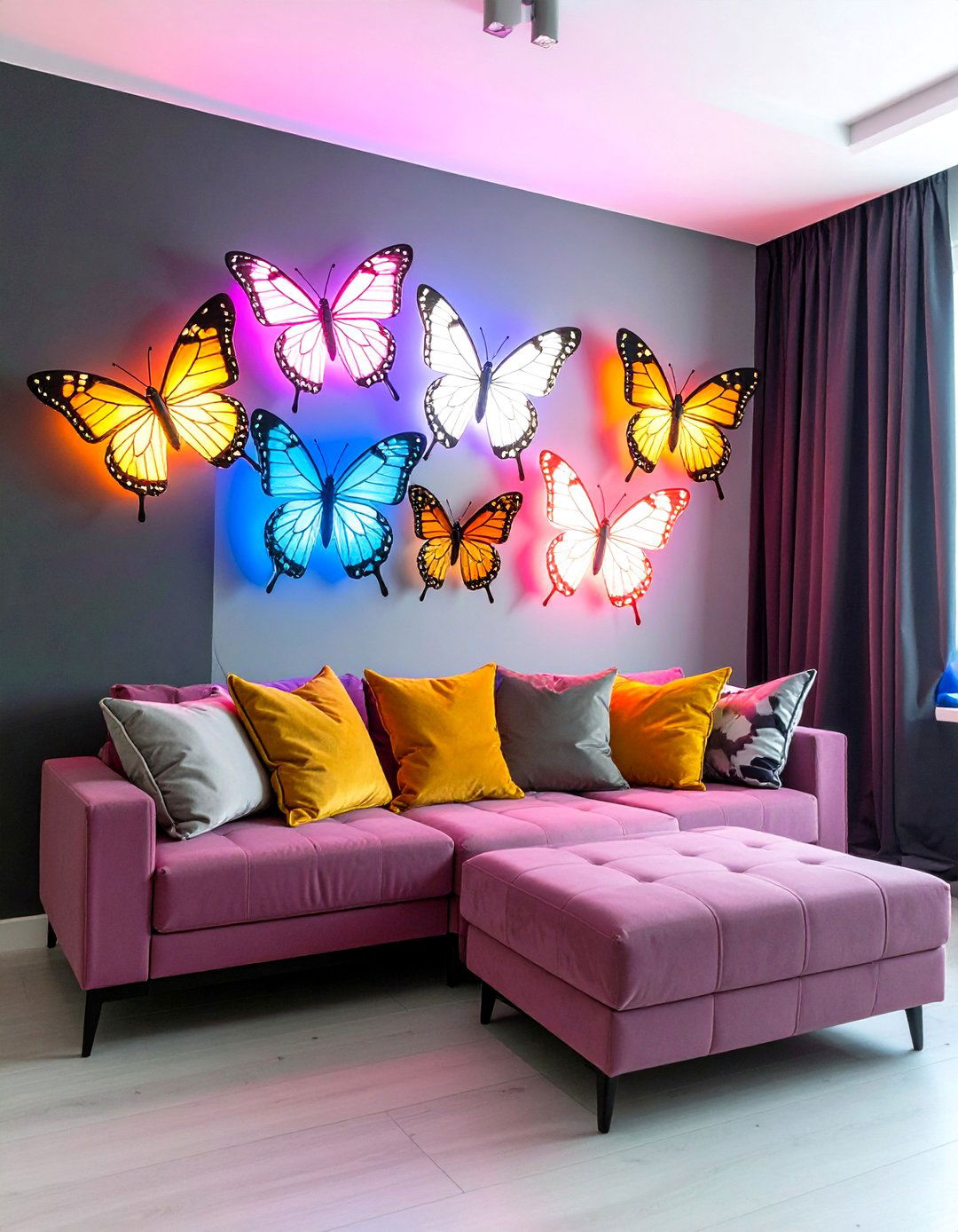 Neon Butterfly Teen Hangout - 20 Butterfly-themed Room Ideas